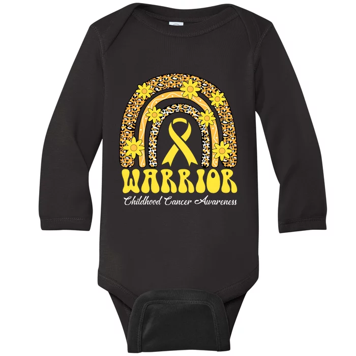 Warrior Childhood Cancer Rainbow Cancer Awareness Month Baby Long Sleeve Bodysuit