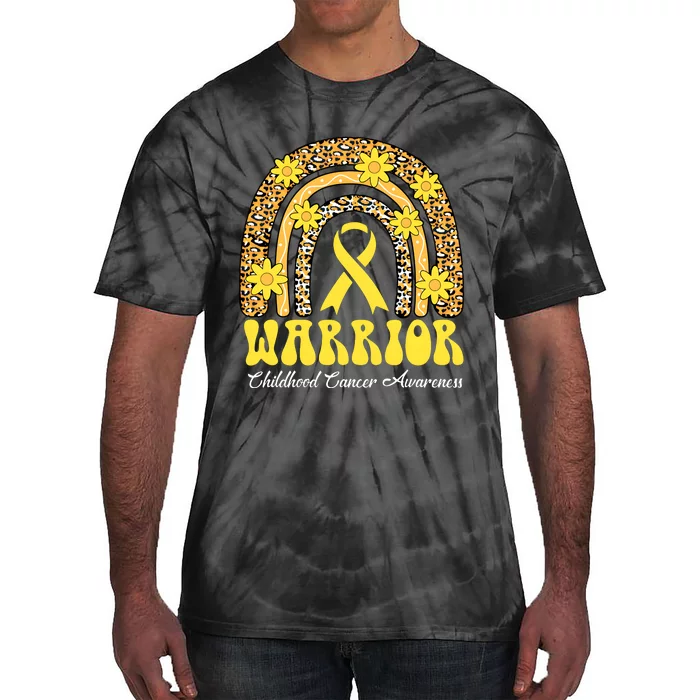 Warrior Childhood Cancer Rainbow Cancer Awareness Month Tie-Dye T-Shirt