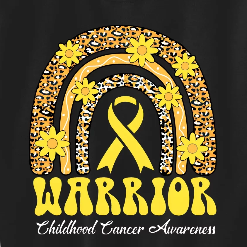 Warrior Childhood Cancer Rainbow Cancer Awareness Month Kids Sweatshirt