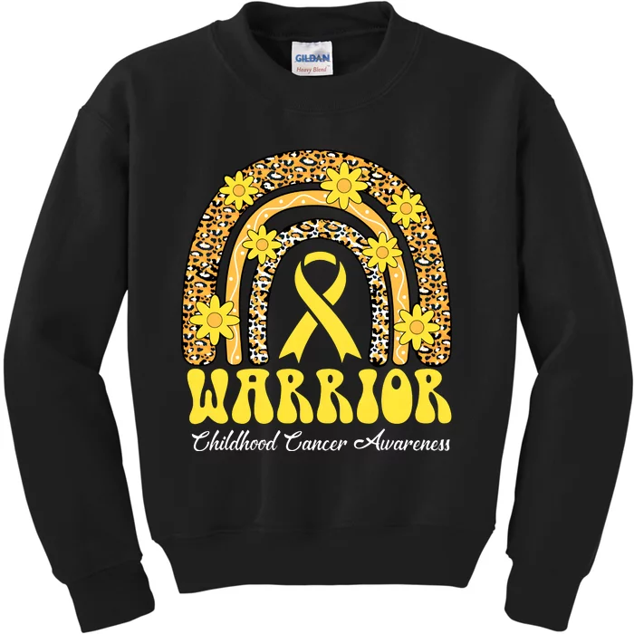 Warrior Childhood Cancer Rainbow Cancer Awareness Month Kids Sweatshirt