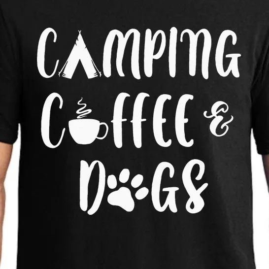 Womens Camping Coffee And Dogs Outdoor Adventure Puppy Lover Pajama Set