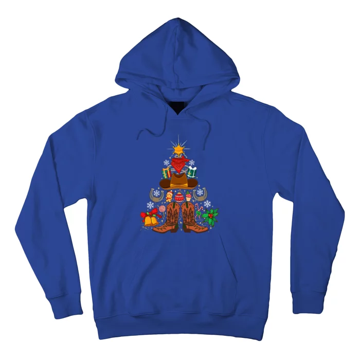 Western Cowboy Christmas Tree Funny Xmas Happy New Year 2024 Hoodie