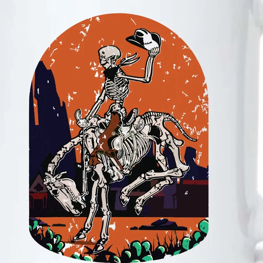 Western Country Cowgirl Cowboy Skeleton Halloween Spooky Black Color Changing Mug