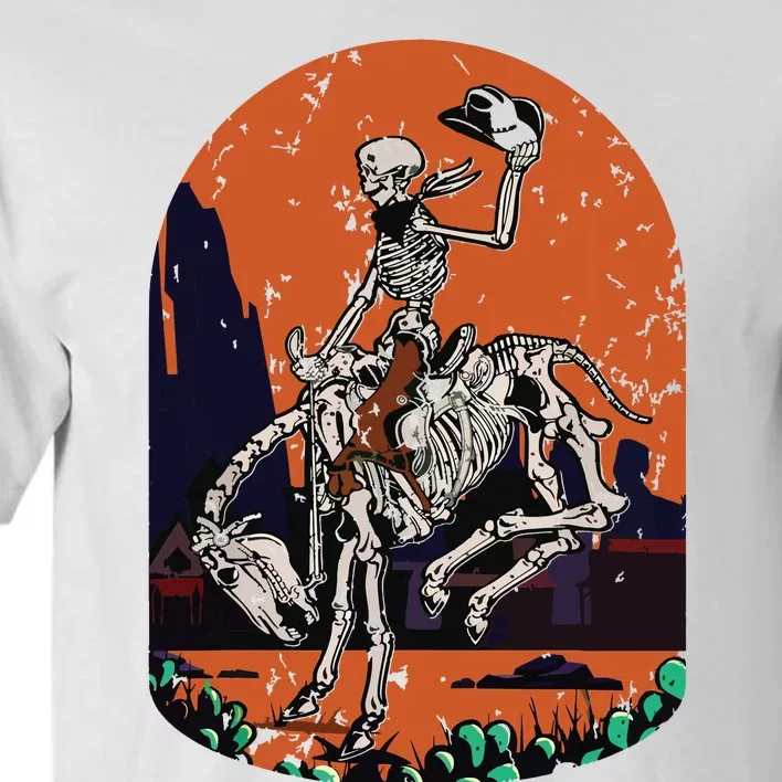 Western Country Cowgirl Cowboy Skeleton Halloween Spooky Tall T-Shirt