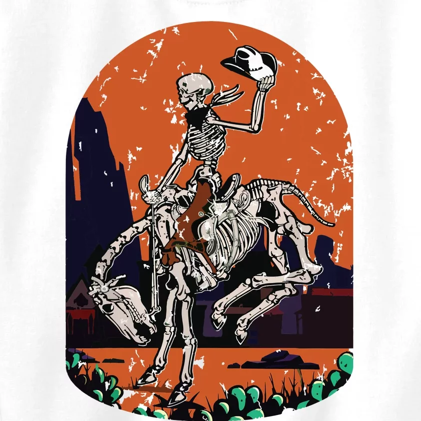 Western Country Cowgirl Cowboy Skeleton Halloween Spooky Kids Sweatshirt