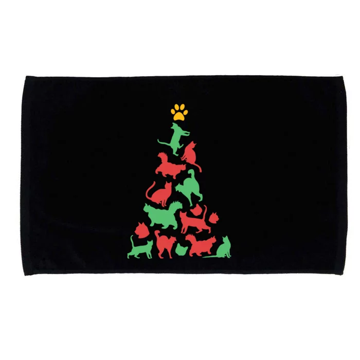 Wo Cat Christmas Tree Funny Christmas Microfiber Hand Towel