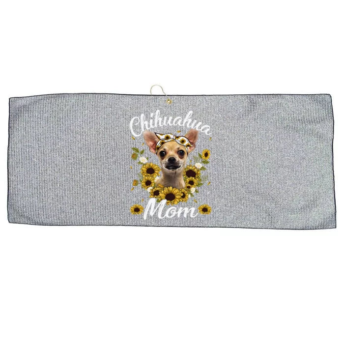 Womens Cute Chihuahua Mom Sunflower Dog Mom Mother's Day Large Microfiber Waffle Golf Towel