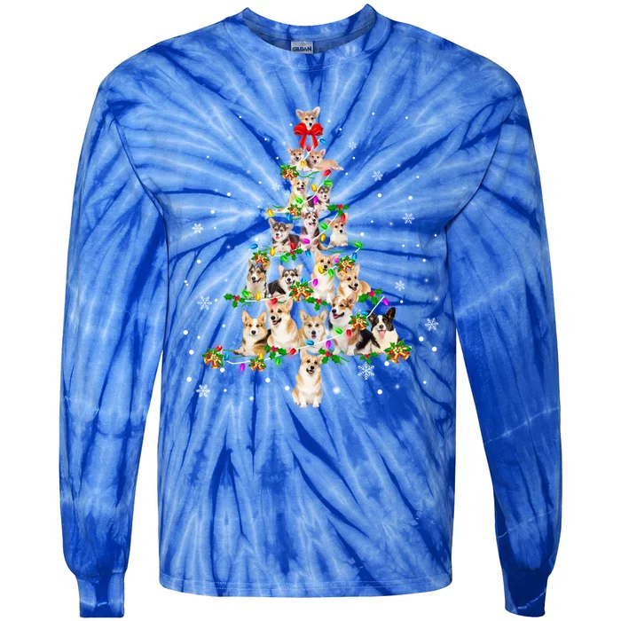 Welsh Corgi Christmas Tree Xgiftmas Gift Cool Gift Tie-Dye Long Sleeve Shirt