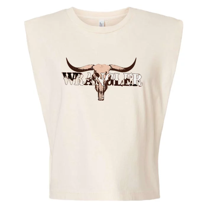 Wrangler Cowhide Cow Skull Cow Print Wrangler Garment-Dyed Women's Muscle Tee