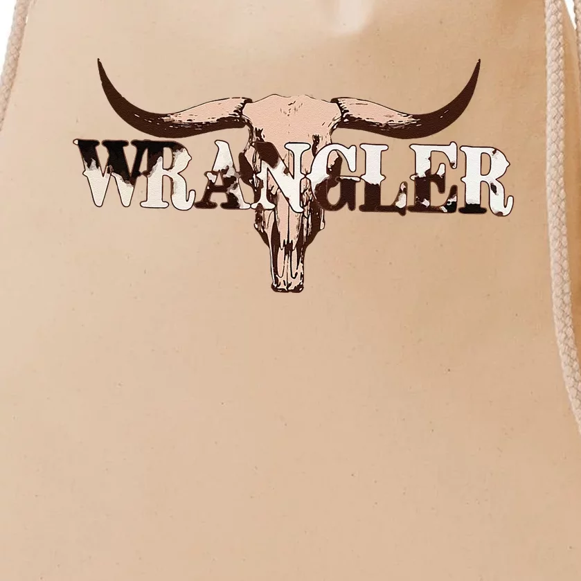 Wrangler Cowhide Cow Skull Cow Print Wrangler Drawstring Bag