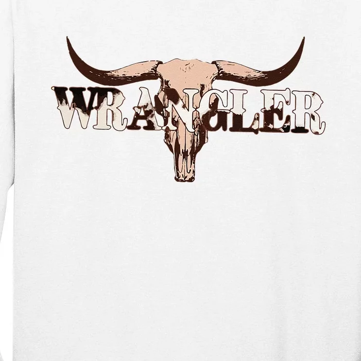 Wrangler Cowhide Cow Skull Cow Print Wrangler Tall Long Sleeve T-Shirt