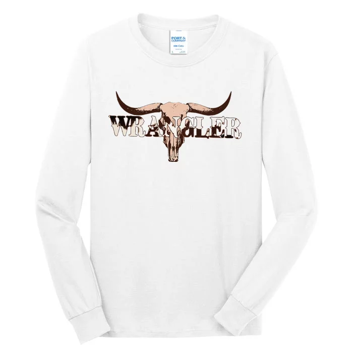 Wrangler Cowhide Cow Skull Cow Print Wrangler Tall Long Sleeve T-Shirt