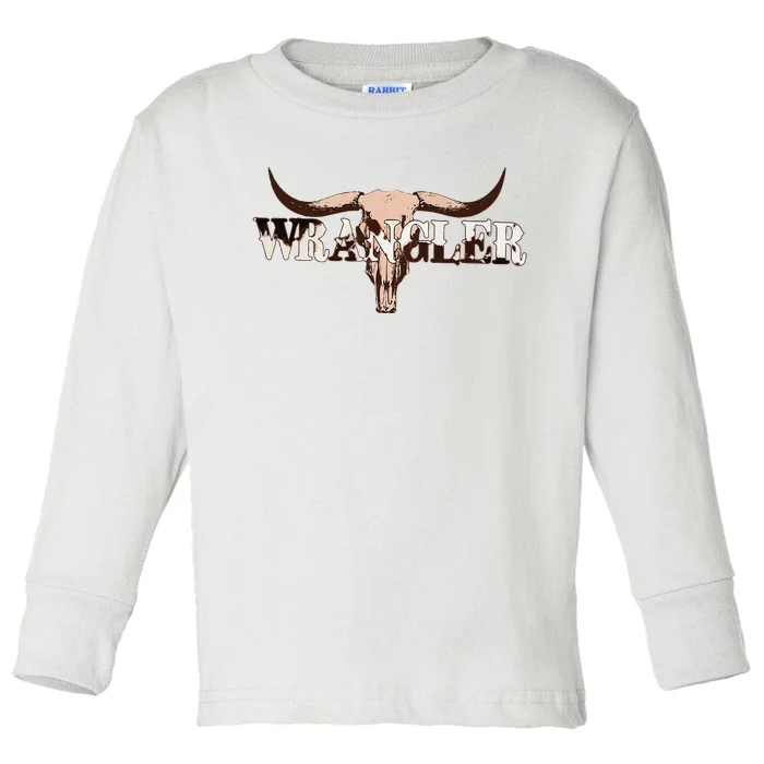 Wrangler Cowhide Cow Skull Cow Print Wrangler Toddler Long Sleeve Shirt