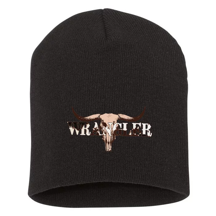 Wrangler Cowhide Cow Skull Cow Print Wrangler Short Acrylic Beanie