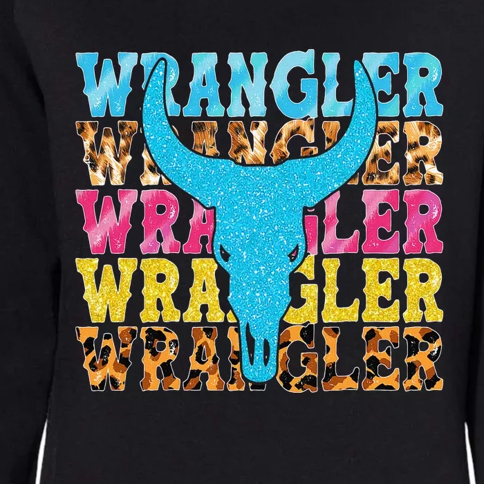 Wrangler Cowhide Cow Skull Cow Print Wrangler Womens California Wash Sweatshirt