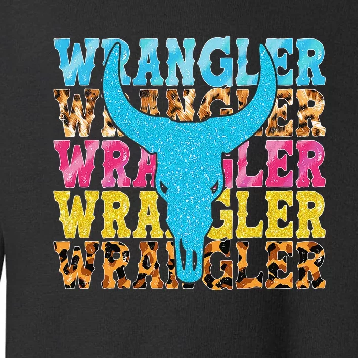 Wrangler Cowhide Cow Skull Cow Print Wrangler Toddler Sweatshirt