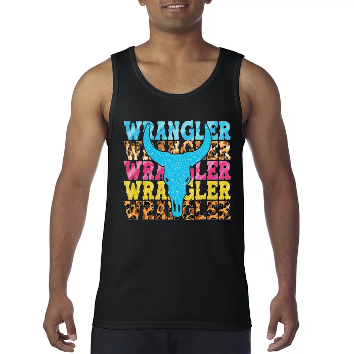 Wrangler Cowhide Cow Skull Cow Print Wrangler Tank Top