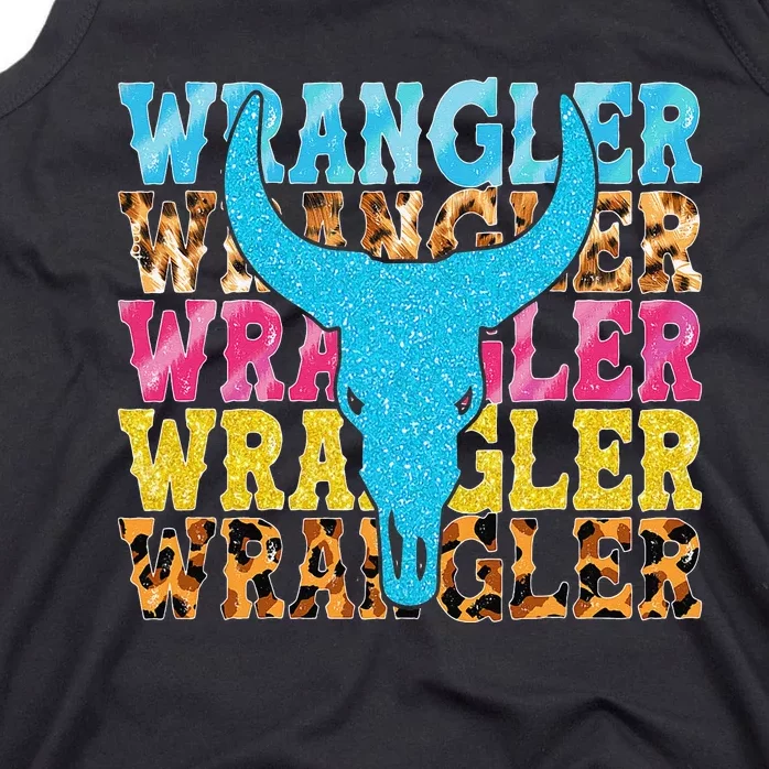 Wrangler Cowhide Cow Skull Cow Print Wrangler Tank Top