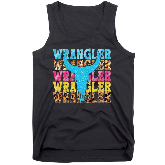 Wrangler Cowhide Cow Skull Cow Print Wrangler Tank Top