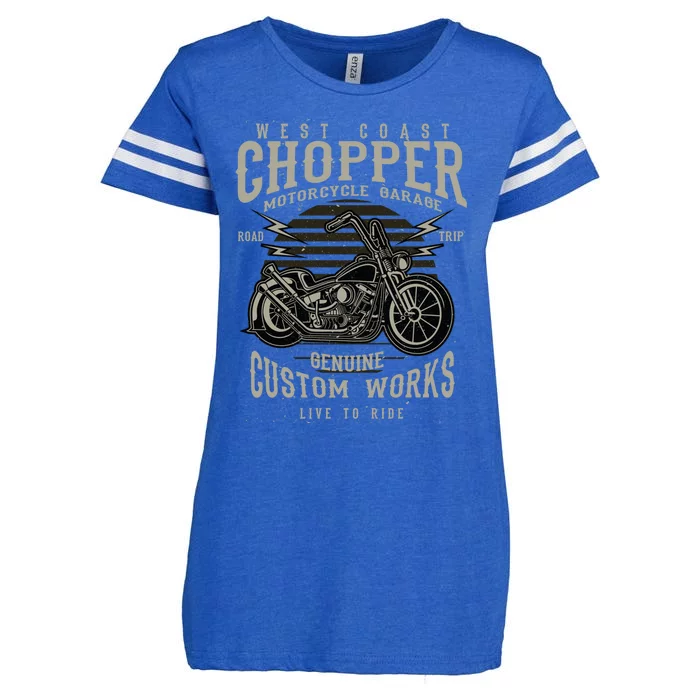 West Coast Chopper Motorcycle Garage Funny Gift Enza Ladies Jersey Football T-Shirt