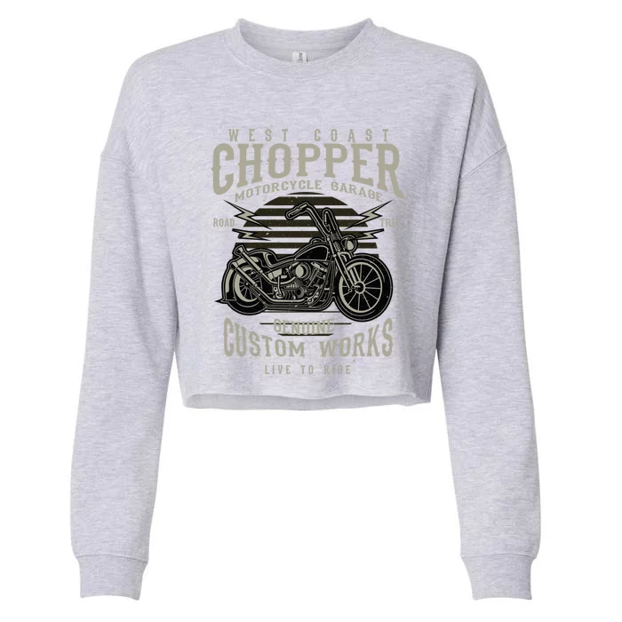 West Coast Chopper Motorcycle Garage Funny Gift Cropped Pullover Crew