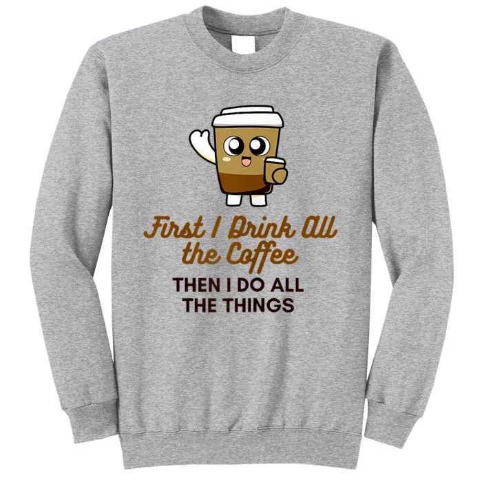 Womens Cute Coffee Drinker Graphic Sweatshirt