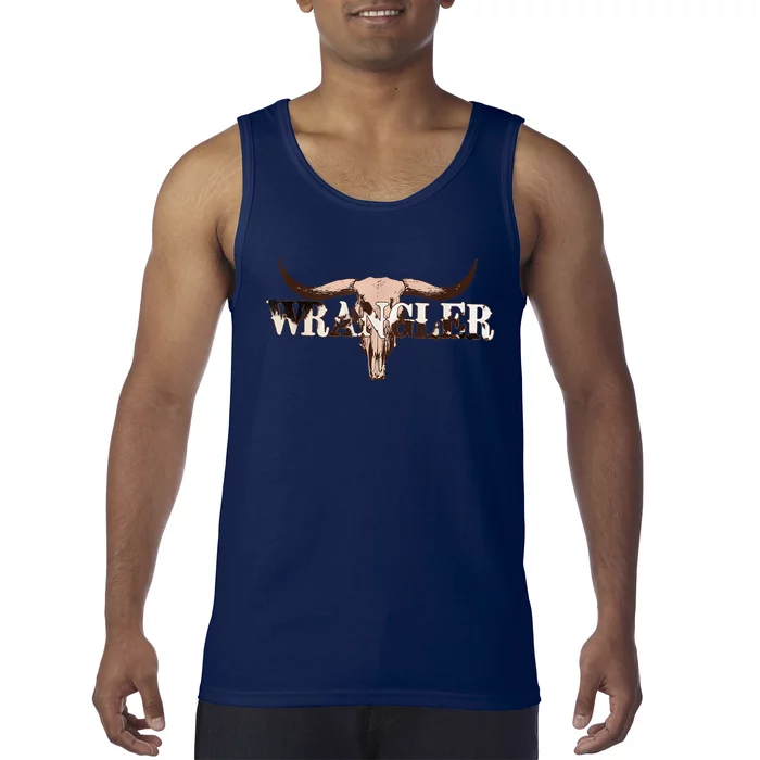 Wrangler Cowhide , Cow Skull , Cow Print Wrangler Tank Top