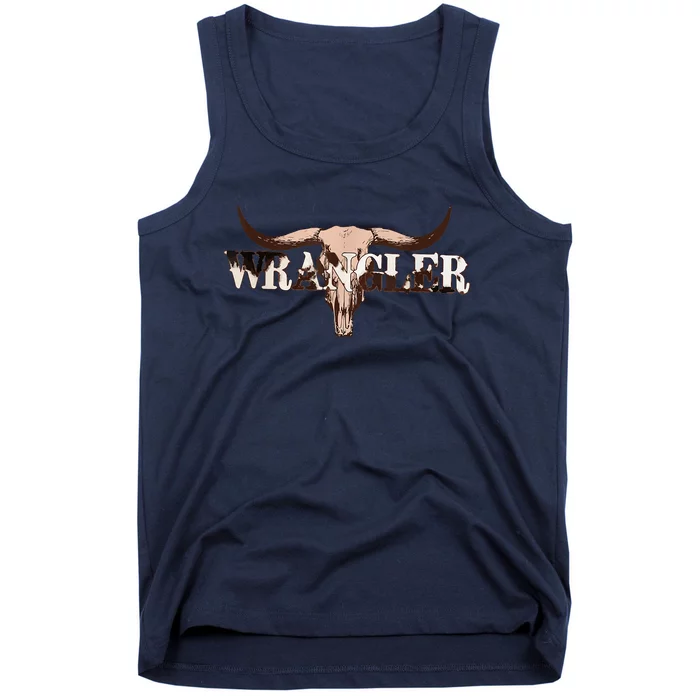 Wrangler Cowhide , Cow Skull , Cow Print Wrangler Tank Top