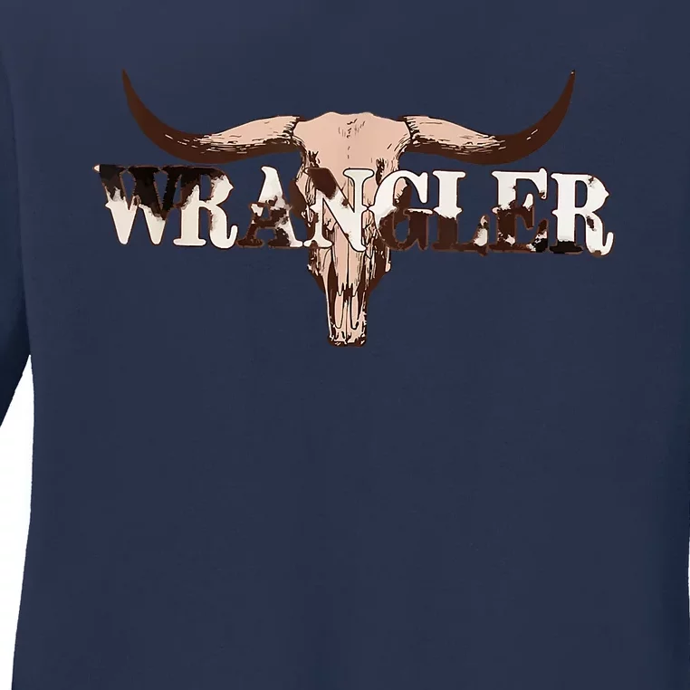 Wrangler Cowhide , Cow Skull , Cow Print Wrangler Ladies Long Sleeve Shirt