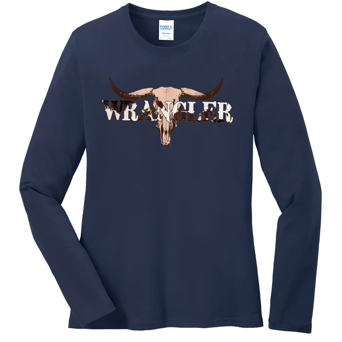 Wrangler Cowhide , Cow Skull , Cow Print Wrangler Ladies Long Sleeve Shirt