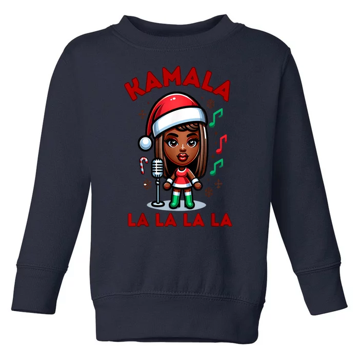 African Woman Christmas Comma La La La Kamala Harris 2024 Xmas Gift Toddler Sweatshirt