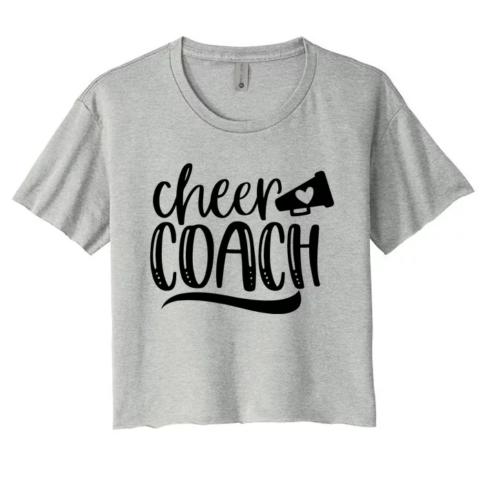 Womens Cheer Coach Shirts Megaphone Distressed Design Women's Crop Top Tee