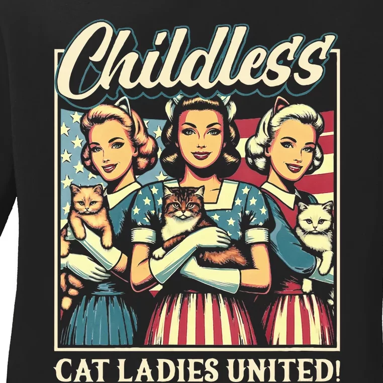 Wo Childless Cat Ladies United Vneck Ladies Long Sleeve Shirt