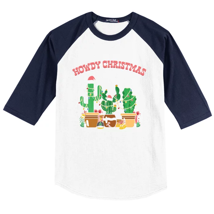 Western Cow Christmas Howdy Merry Xmas Great Gift Baseball Sleeve Shirt