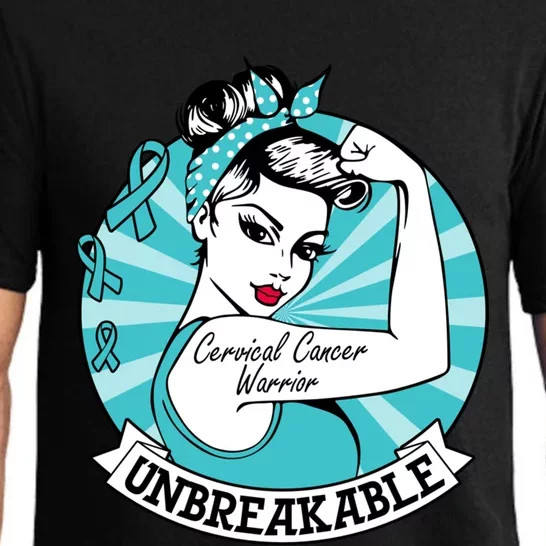 Wo Cervical Cancer Warrior Unbreakable Gift Awareness Cool Gift Pajama Set