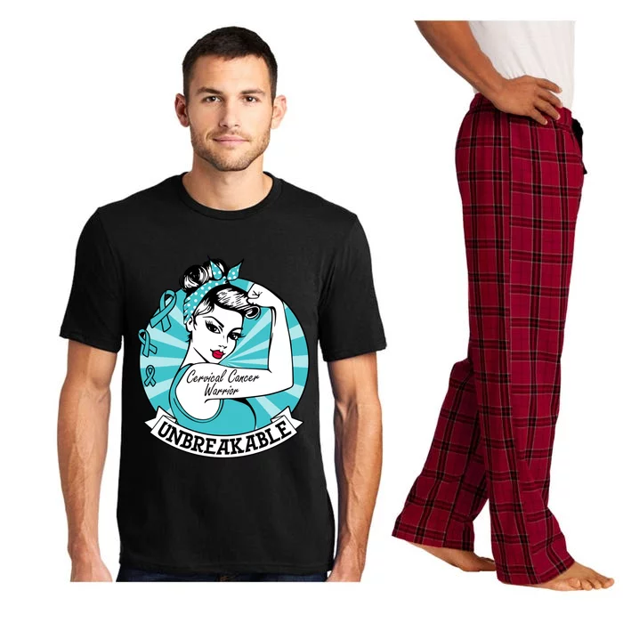 Wo Cervical Cancer Warrior Unbreakable Gift Awareness Cool Gift Pajama Set