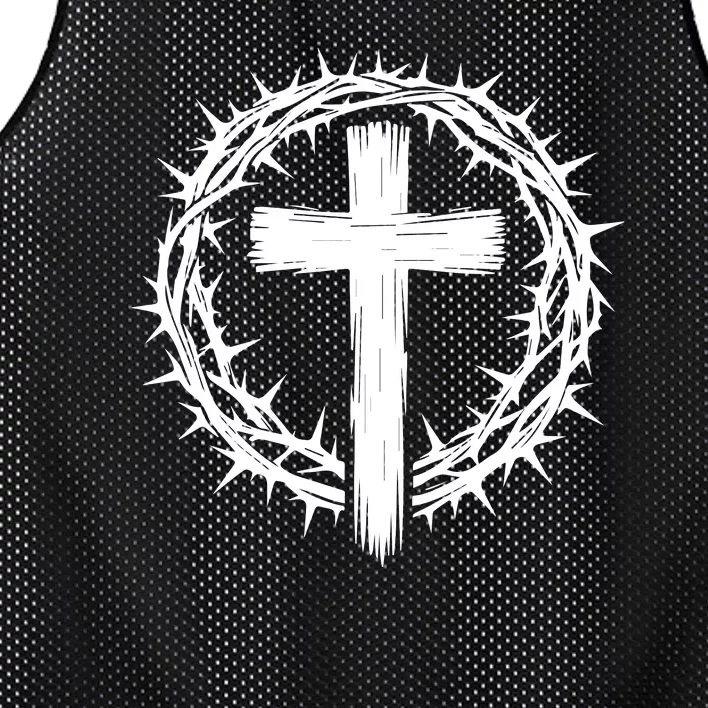 Wooden Cross Crown Of Thorns Christian Catholic Jesus Christ Mesh Reversible Basketball Jersey Tank