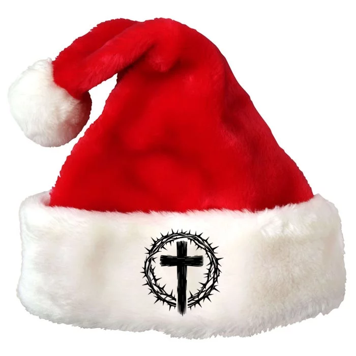 Wooden Cross Crown Of Thorns Christian Catholic Jesus Christ Premium Christmas Santa Hat