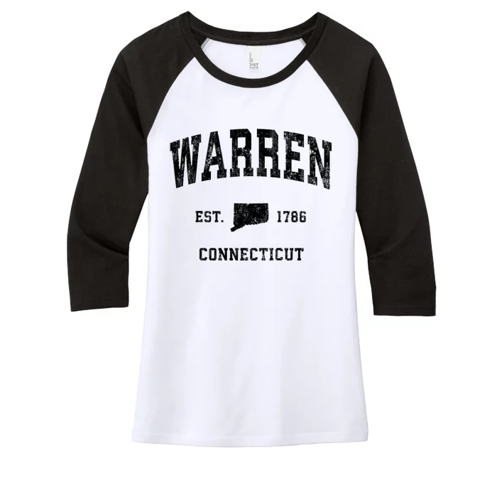 Warren Connecticut Ct Vintage Athletic Sports Women's Tri-Blend 3/4-Sleeve Raglan Shirt