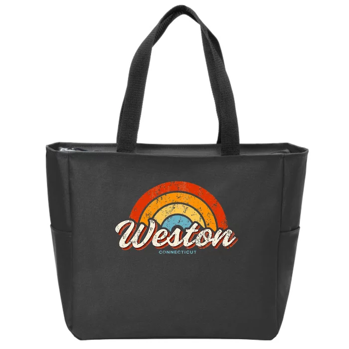 Weston Connecticut Ct Vintage Rainbow Zip Tote Bag