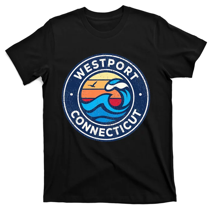 Westport Connecticut Ct Vintage Nautical Waves T-Shirt