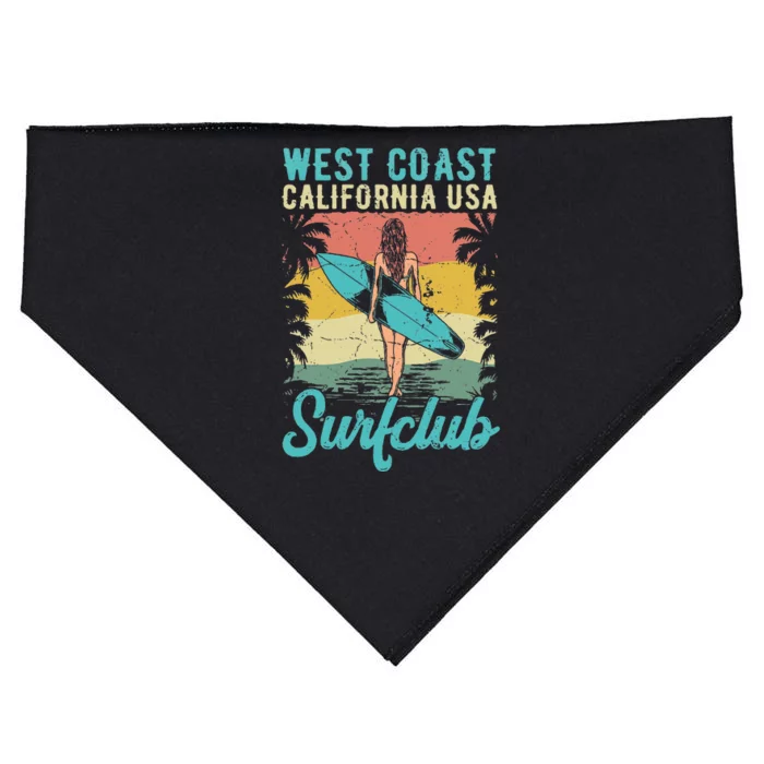 West Coast California USA Surf Club Tropical Beach Vacay USA-Made Doggie Bandana