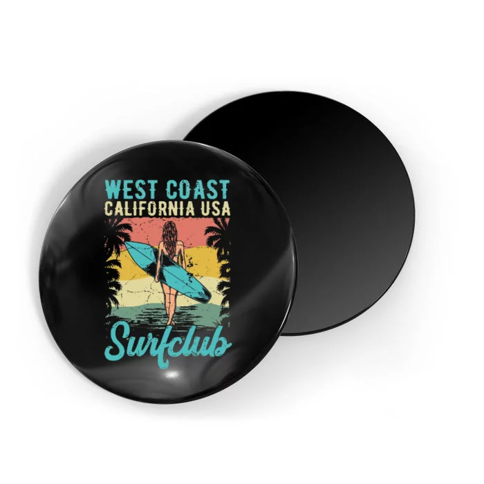 West Coast California USA Surf Club Tropical Beach Vacay Magnet