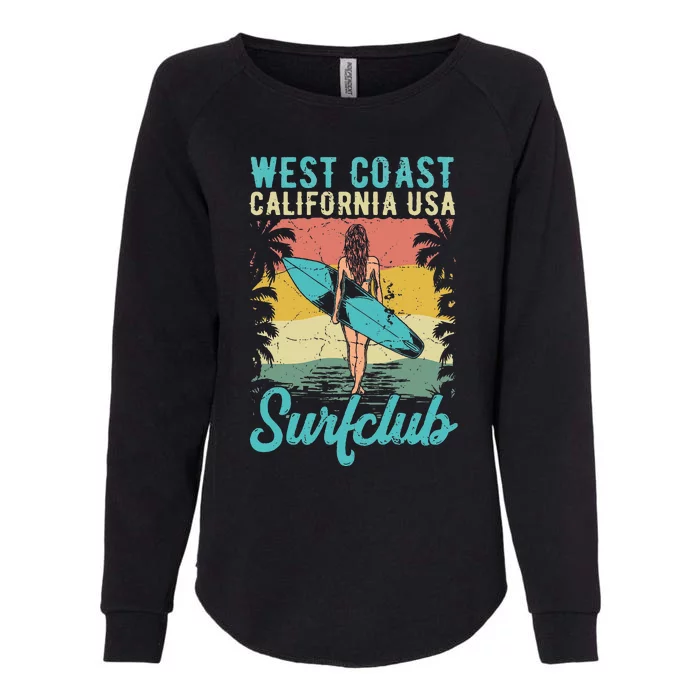 West Coast California USA Surf Club Tropical Beach Vacay Womens California Wash Sweatshirt