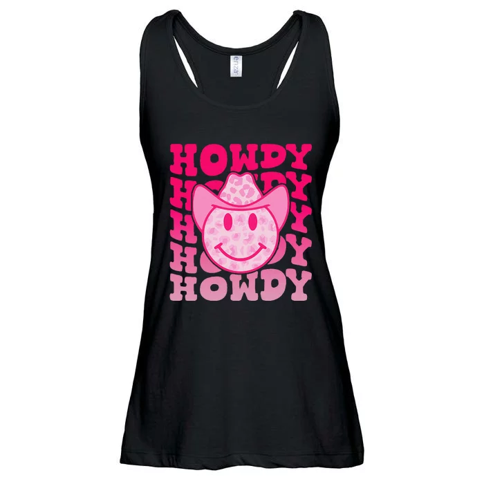 Western Country Cow Howdy Leopard Smile Face Cowgirl Rodeo Gift Ladies Essential Flowy Tank