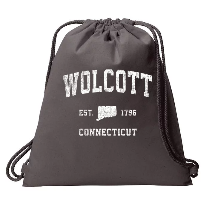 Wolcott Connecticut Ct Vintage Athletic Sports Drawstring Bag