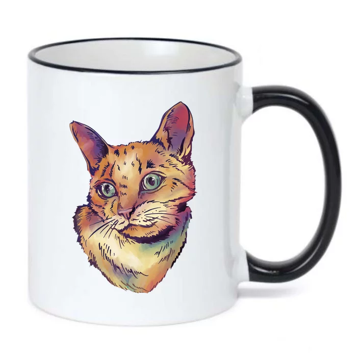 Watercolor Cute Cat Black Color Changing Mug