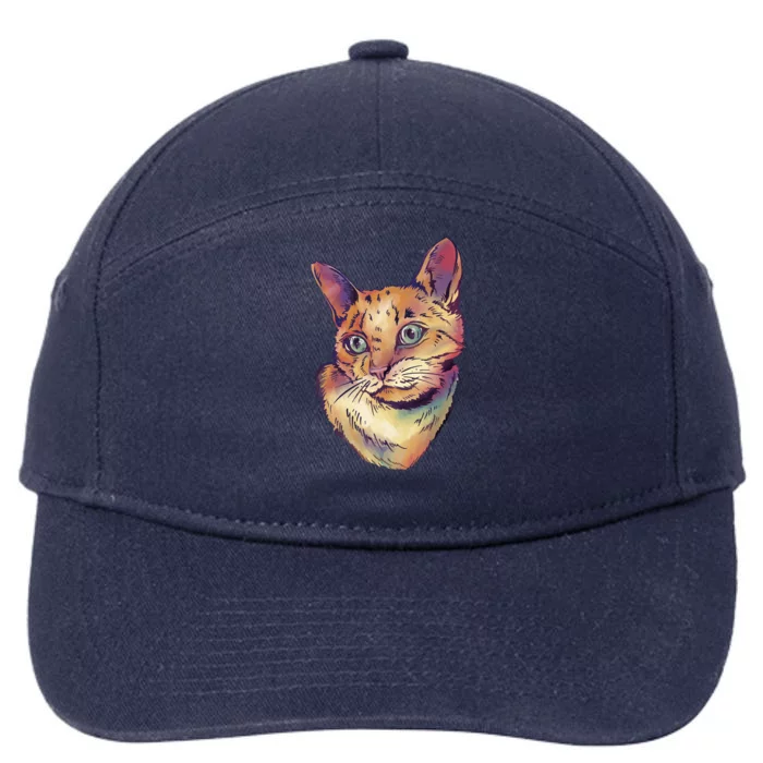 Watercolor Cute Cat 7-Panel Snapback Hat