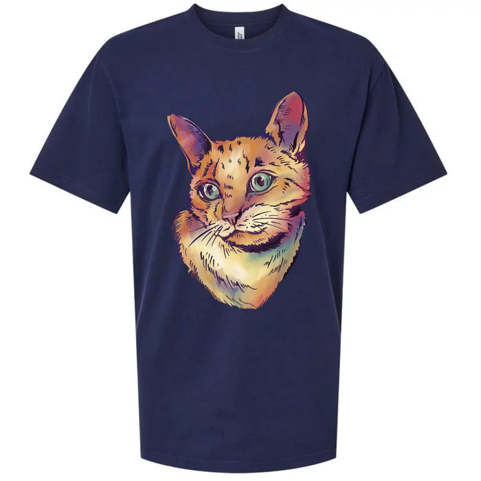 Watercolor Cute Cat Sueded Cloud Jersey T-Shirt