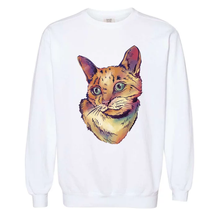 Watercolor Cute Cat Garment-Dyed Sweatshirt